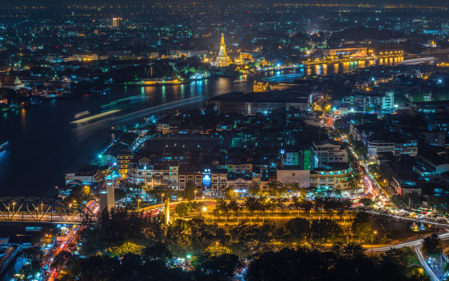 Обои картинки фото города, бангкок, таиланд, ночь, огни