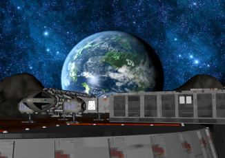 Картинка 3д+графика fantasy+ фантазия планета космический корабль