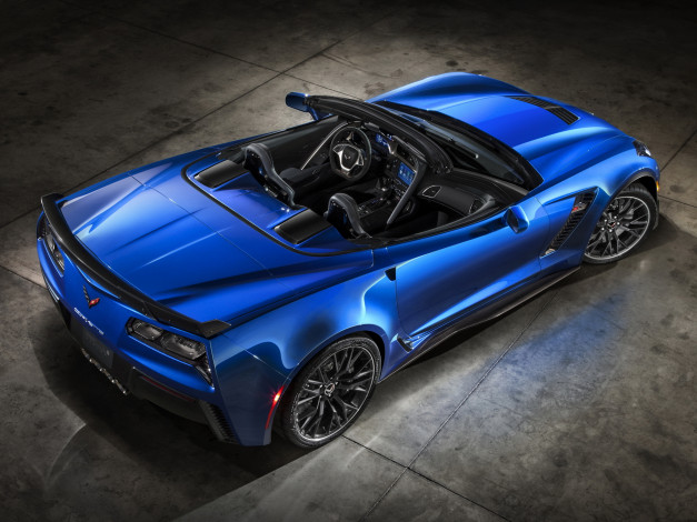 Обои картинки фото автомобили, corvette, 2015, z06, convertible, с7, синий