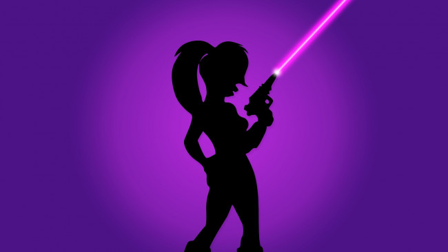 Обои картинки фото рисованное, минимализм, futurama, leela, silhouette, pistol