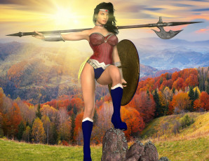 Картинка 3д+графика фантазия+ fantasy девушка взгляд фон супермен