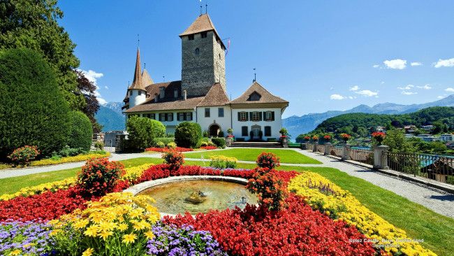 Обои картинки фото spiez castle, switzerland, города, замок шпиц , швейцария, spiez, castle