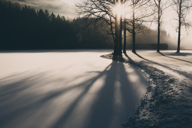 Обои картинки фото природа, зима, свет, утро, река