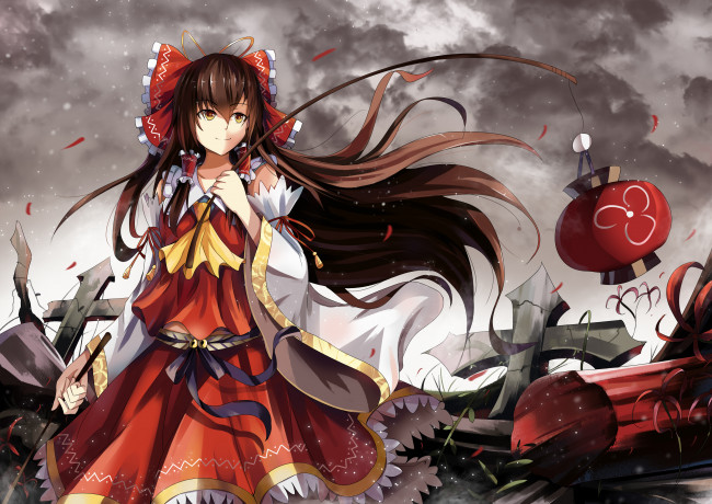 Обои картинки фото аниме, touhou, seiya, asakami, hakurei, reimu