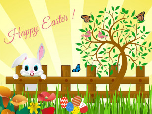 Картинка праздничные пасха кролик цветы