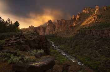 Картинка природа горы река орегон крукед национальный парк смит-рок сша каньон the canyon