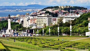 обоя города, лиссабон , португалия, памятник, сквер