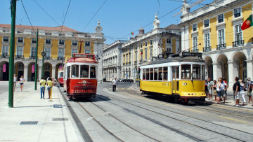 обоя города, лиссабон , португалия, трамваи