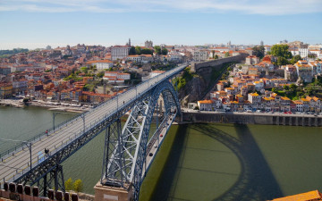обоя города, порту , португалия, мост, панорама, река