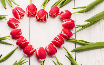 Картинка цветы тюльпаны tulips сердце spring red romantic красные wood love heart