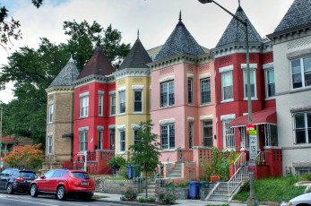 Картинка города вашингтон сша дома улица разноцветный