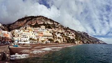 Картинка позитано италия города амальфийское лигурийское побережье дома море пляж