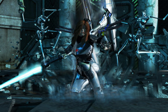 Картинка 3д графика fantasy фантазия оружие роботы девушка