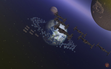Картинка космос арт планеты летательные аппараты