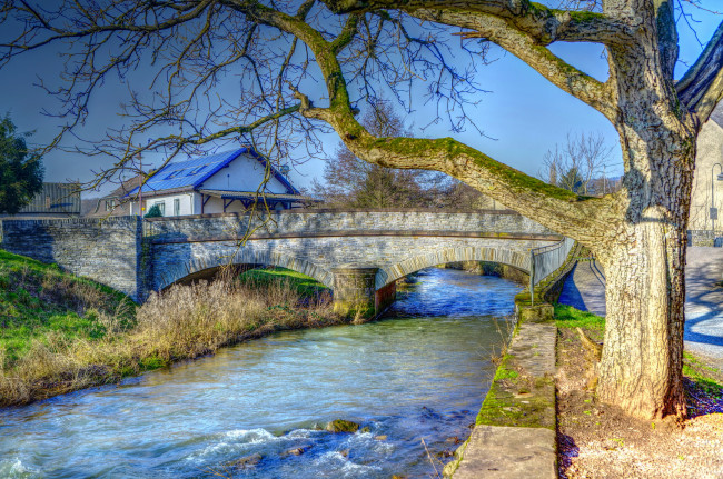 Обои картинки фото мозель германия, города, - мосты, леревья, весна, река, мост