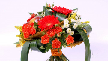 Картинка цветы букеты +композиции розы герберы хризантемы