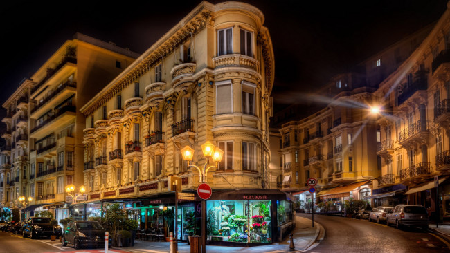 Обои картинки фото города, монако , монако, улица, вечер, автомобили