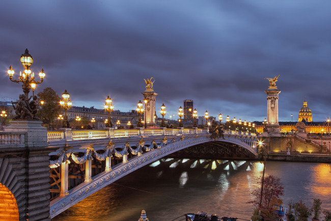 Обои картинки фото париж, города, париж , франция, мост, александра, iii, сена