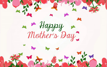 обоя праздничные, день матери, надпись, цветы, бабочки