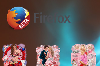 обоя компьютеры, mozilla firefox, фон, взгляд, девушки, логотип
