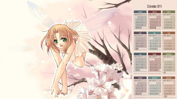 Картинка календари аниме цветы крылья взгляд девушка