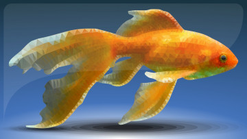 Картинка векторная+графика животные+ animals рыба low poly золотая рыбка