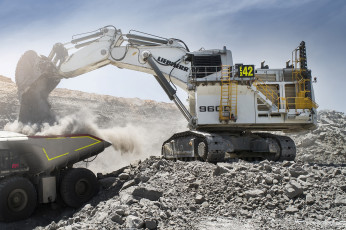 обоя техника, экскаваторы, liebherr