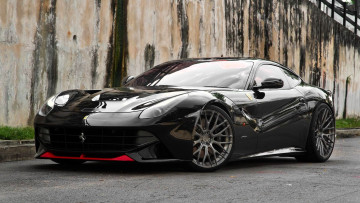 обоя ferrari f12 berlinetta x fi exhaust x adv, автомобили, ferrari, черный, стена