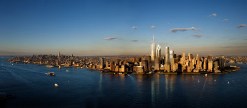 Картинка города нью йорк сша панорама мегаполис гавань здания дома высотки корабли