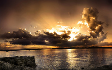 Картинка природа восходы закаты море озеро закат облака