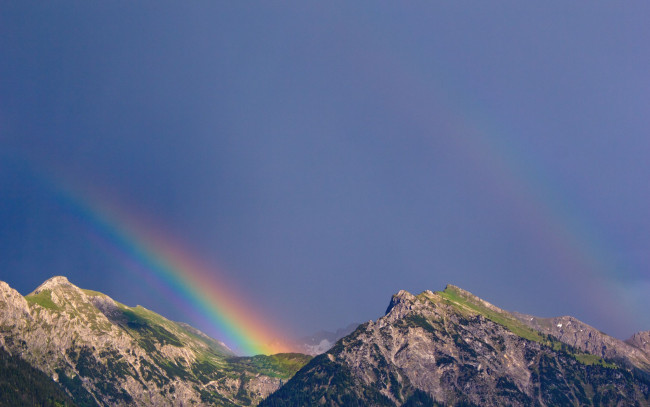 Обои картинки фото природа, радуга, горы, небо