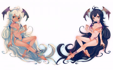 Картинка аниме angels demons девушки летучие мышки