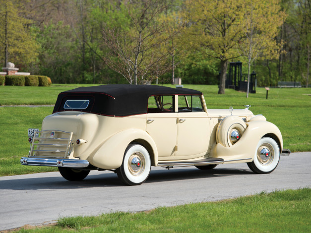 Обои картинки фото автомобили, классика, eight, super, packard, светлый, 1605-1143, sedan, convertible, 1938г