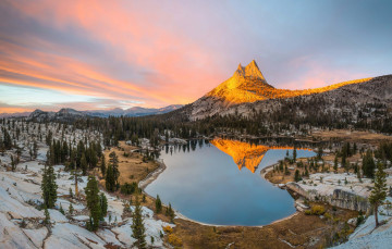 Картинка природа реки озера вечер соборное озеро горы йосемити национальный парк калифорния штат сша