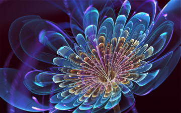 Картинка 3д+графика цветы+ flowers прозрачный синий цветок