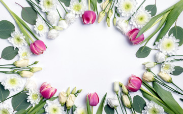Картинка цветы разные+вместе тюльпан хризантема эустома