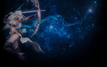 Картинка фэнтези эльфы девушка лук стрелец космос