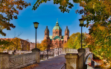 Картинка города мюнхен+ германия мост собор