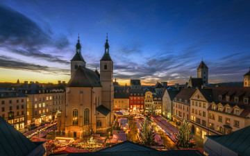 Картинка города регенсбург+ германия панорама ночь огни