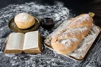 обоя еда, хлеб,  выпечка, книга, мука