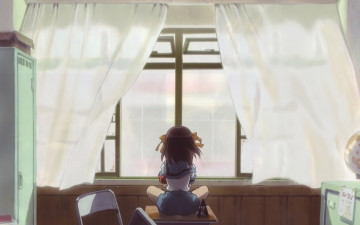 Картинка аниме the melancholy of haruhi suzumiya девушка окно