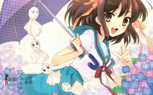 Обои картинки фото аниме, the, melancholy, of, haruhi, suzumiya, девушка