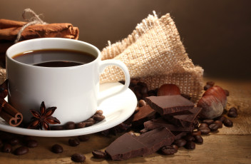 Картинка еда кофе кофейные зёрна шоколад напиток