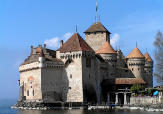 Картинка города шильонский замок швейцария башни