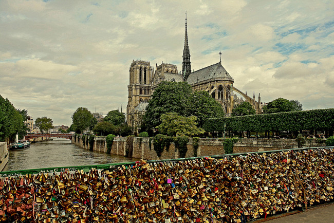 Обои картинки фото notre, dame, de, paris, города, париж, франция, замки, мост, река, сена, собор, парижской, богоматери, france, seine