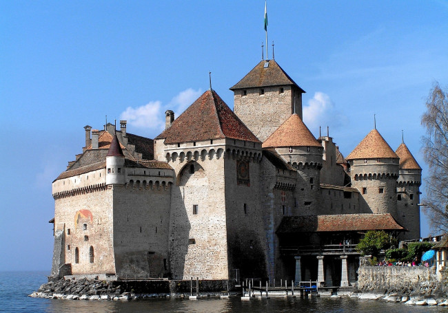 Обои картинки фото города, шильонский, замок, швейцария, башни