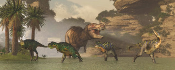 Картинка 3д+графика животные+ animals динозавры река природа