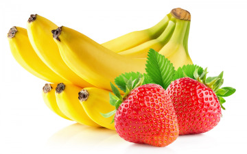 Картинка еда фрукты +ягоды ягоды клубника бананы