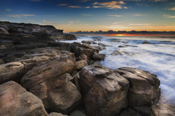 Картинка природа побережье берег рассвет скалы океан