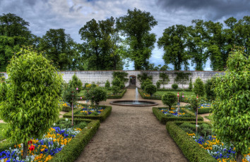 Картинка германия природа парк фонтан деревья цветы кустарники
